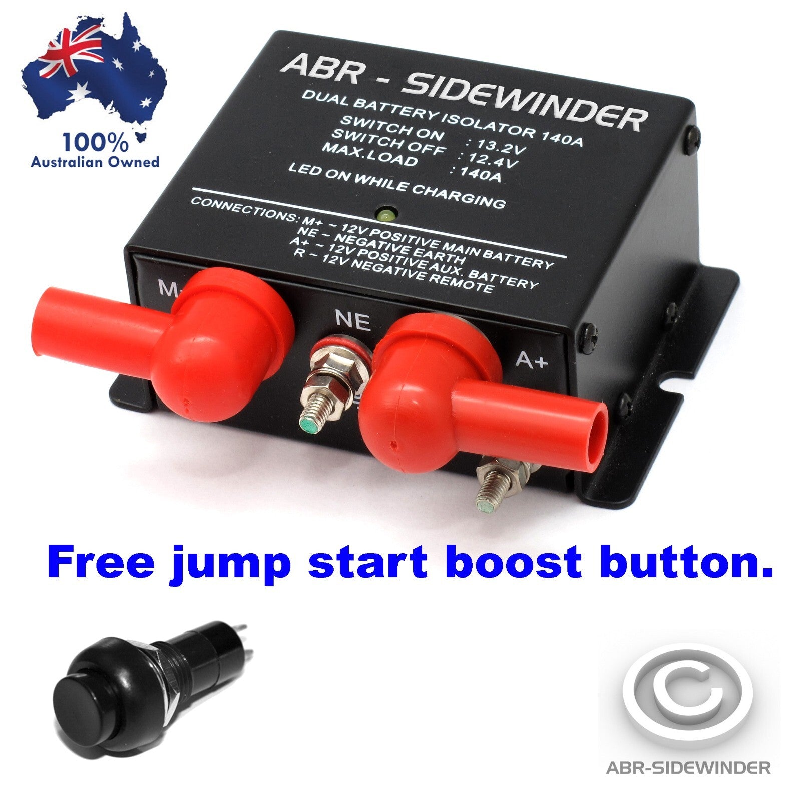 VOLTAGE SENSITIVE RELAY 12V VSR ISOLATOR 140A DUAL BATTERY ABR SIDEWINDER push